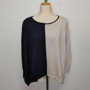 The Earth Collection Cotton & Cashmere boxy colour block sweater